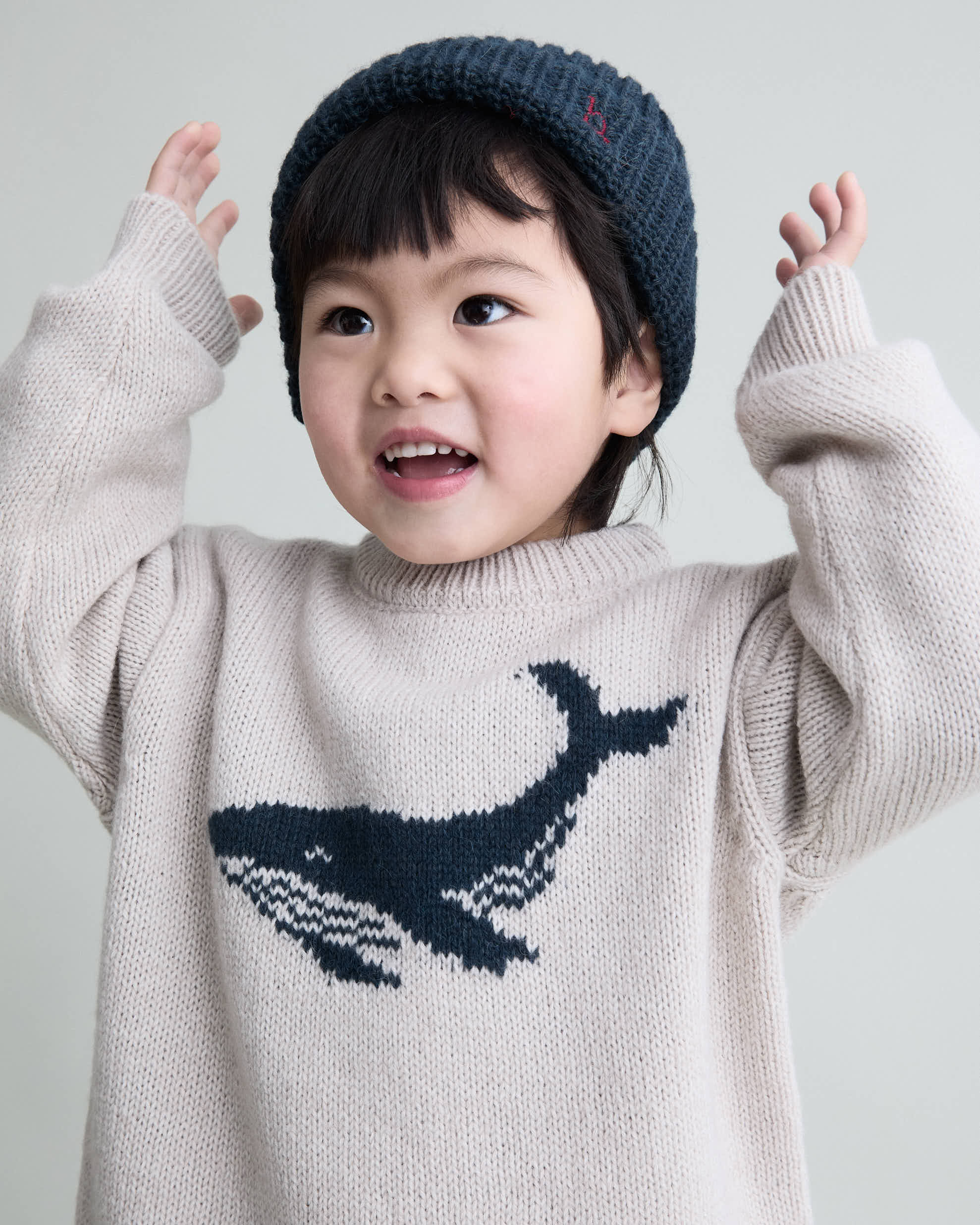 Buho Girls Natural Whale Sweater