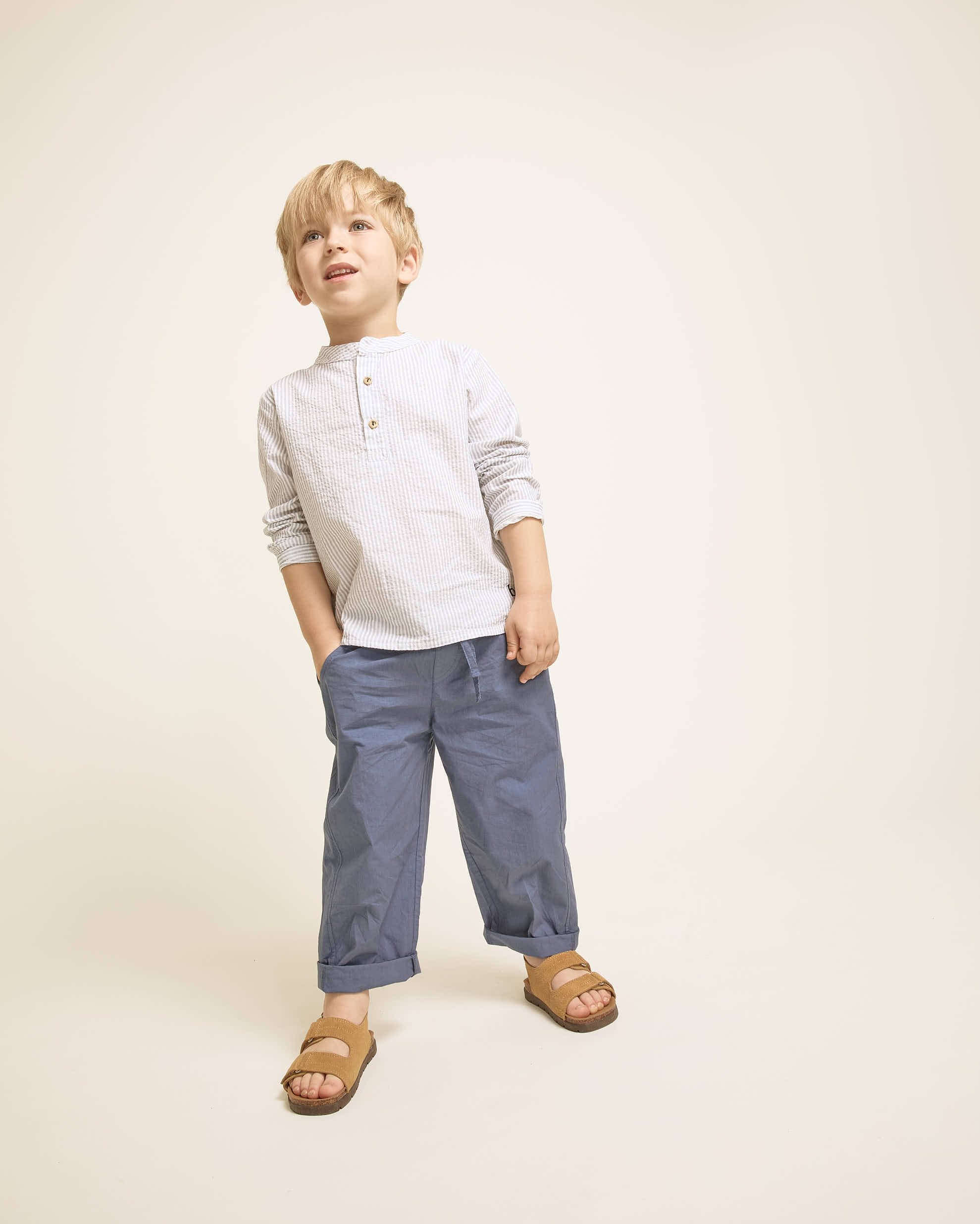 Buho Kids Sky Blue Striped Shirt