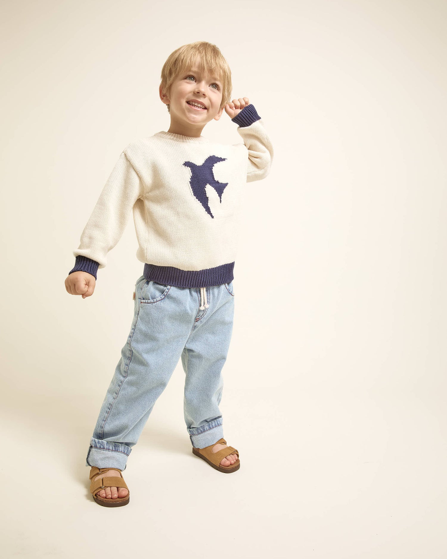 Buho Kids Ecru Bird Sweater