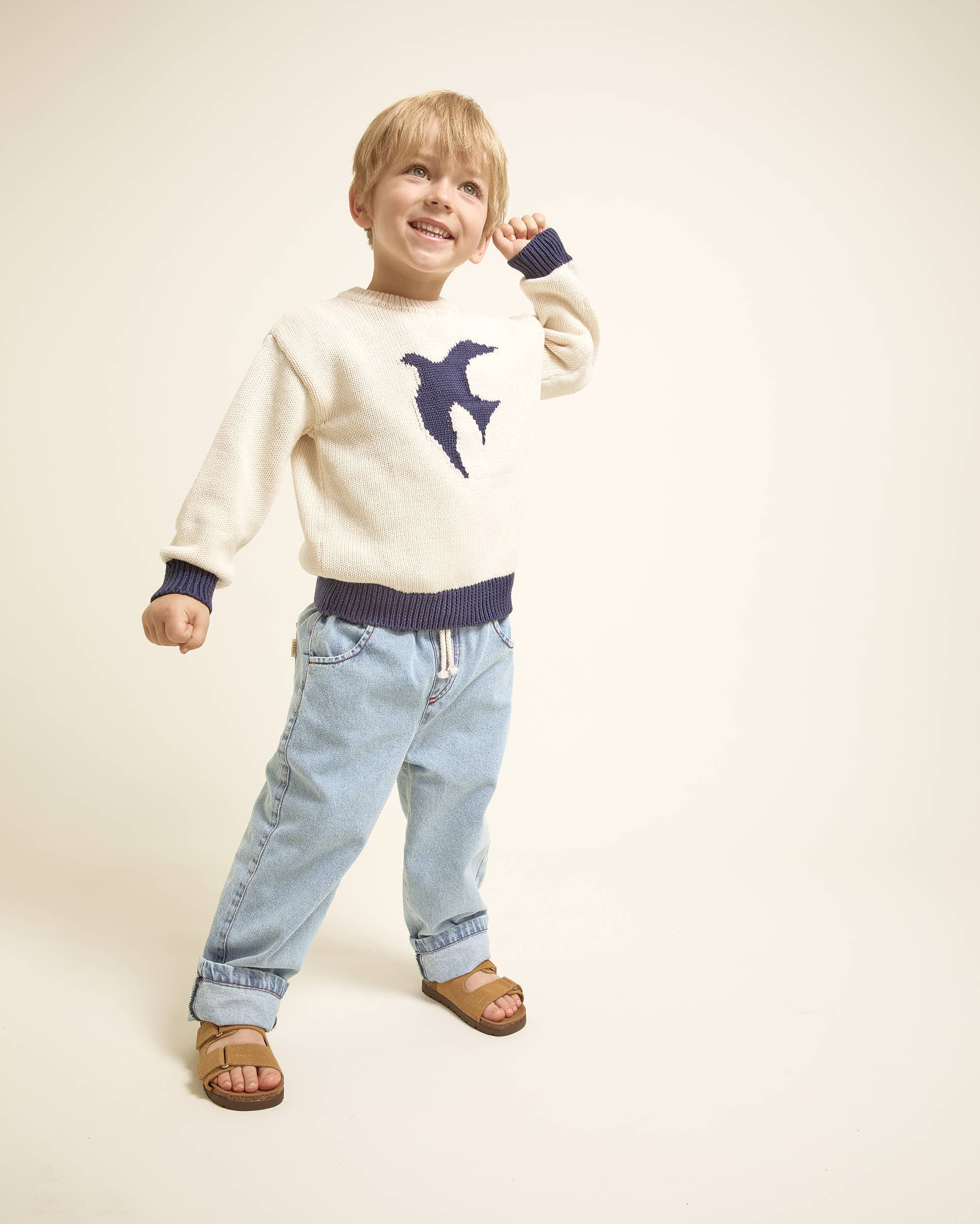 Buho Kids Ecru Bird Sweater