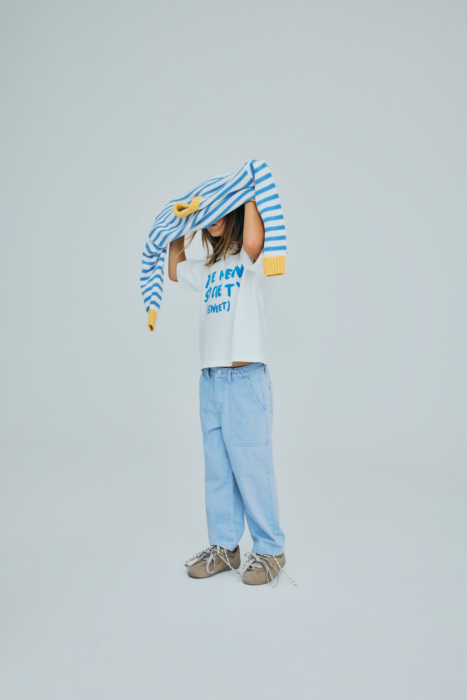 The New Society Marigold Sweater Vista Blue Stripes