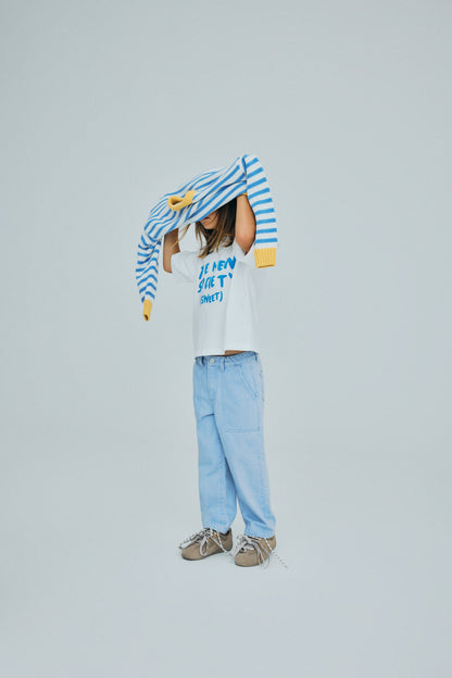 The New Society Marigold Sweater Vista Blue Stripes