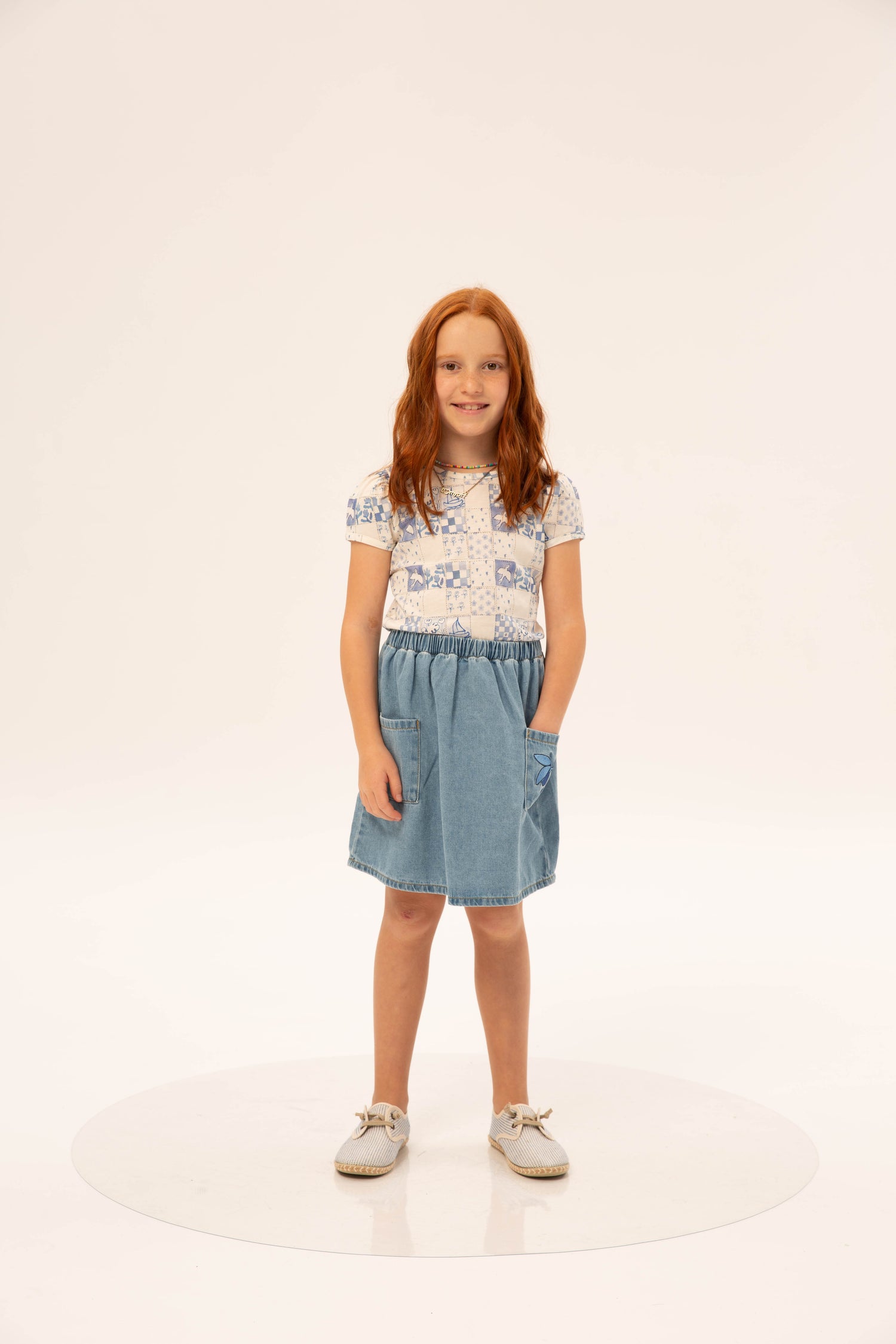 Wander &amp; Wonder Washed Denim Denim Gathered Skirt