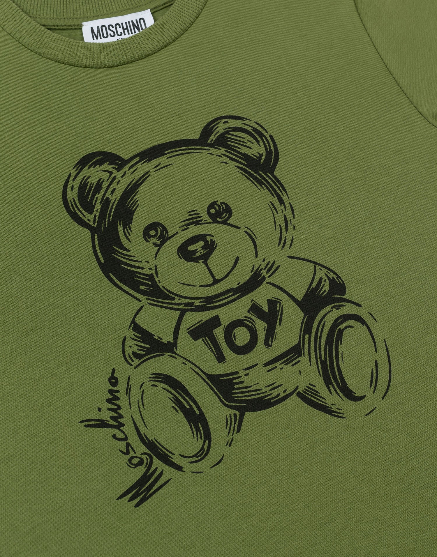 Moschino Green Sketched Logo Tee Shirt