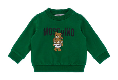 Moschino Green with Two Bears Logo Baby Sweatshirt