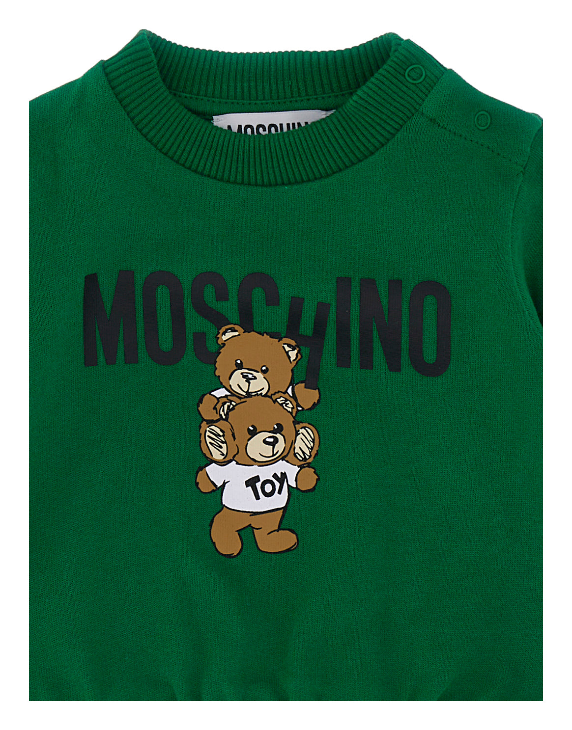 Moschino Green with Two Bears Logo Baby Sweatshirt