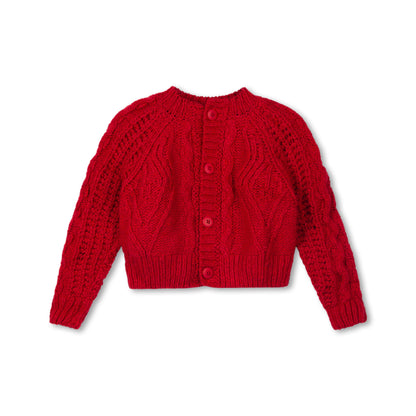 Wynken Baby Ink Red Mini Aran Knit Cardigan