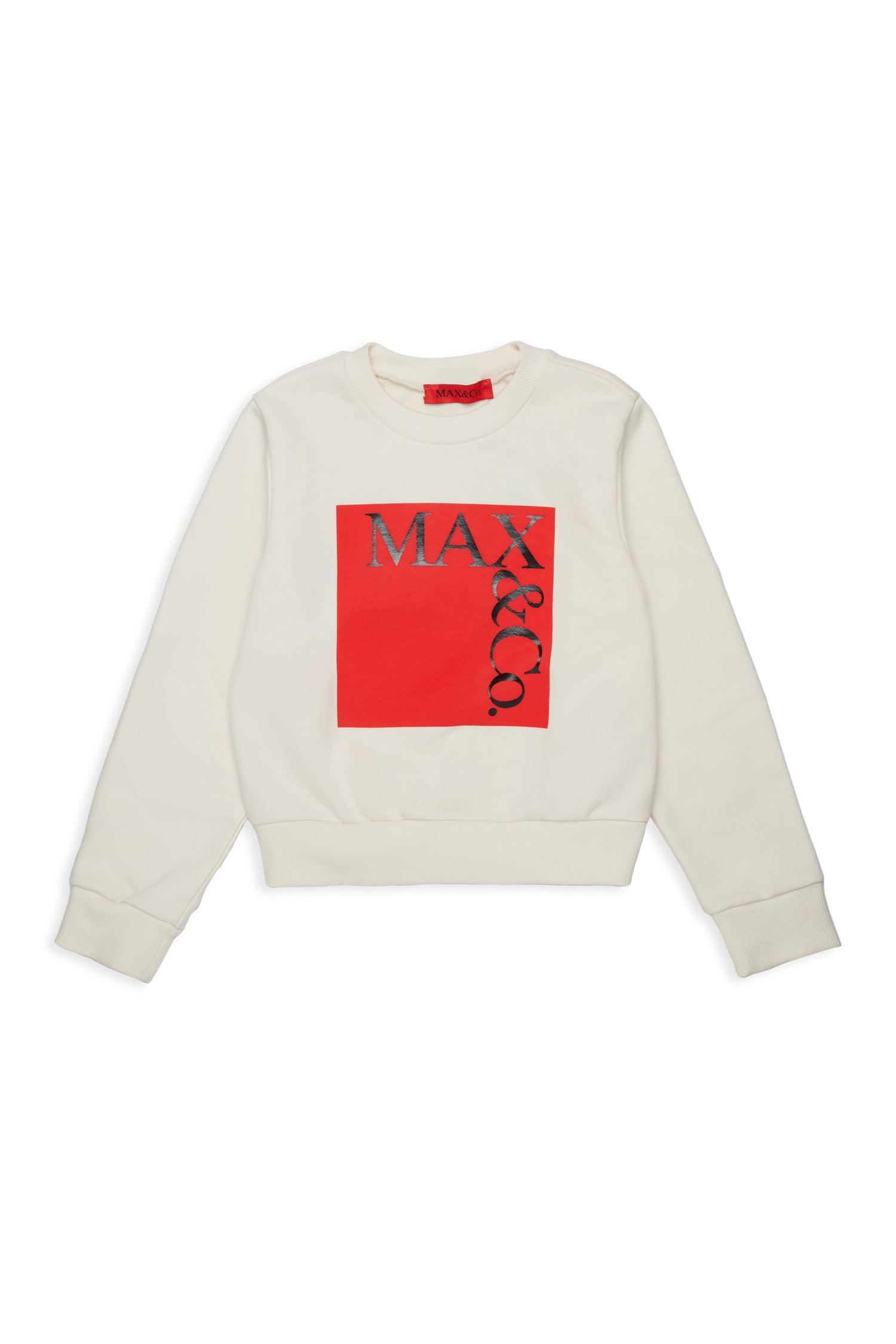 Max&amp;Co. White Graphic Square Logo Sweatshirt