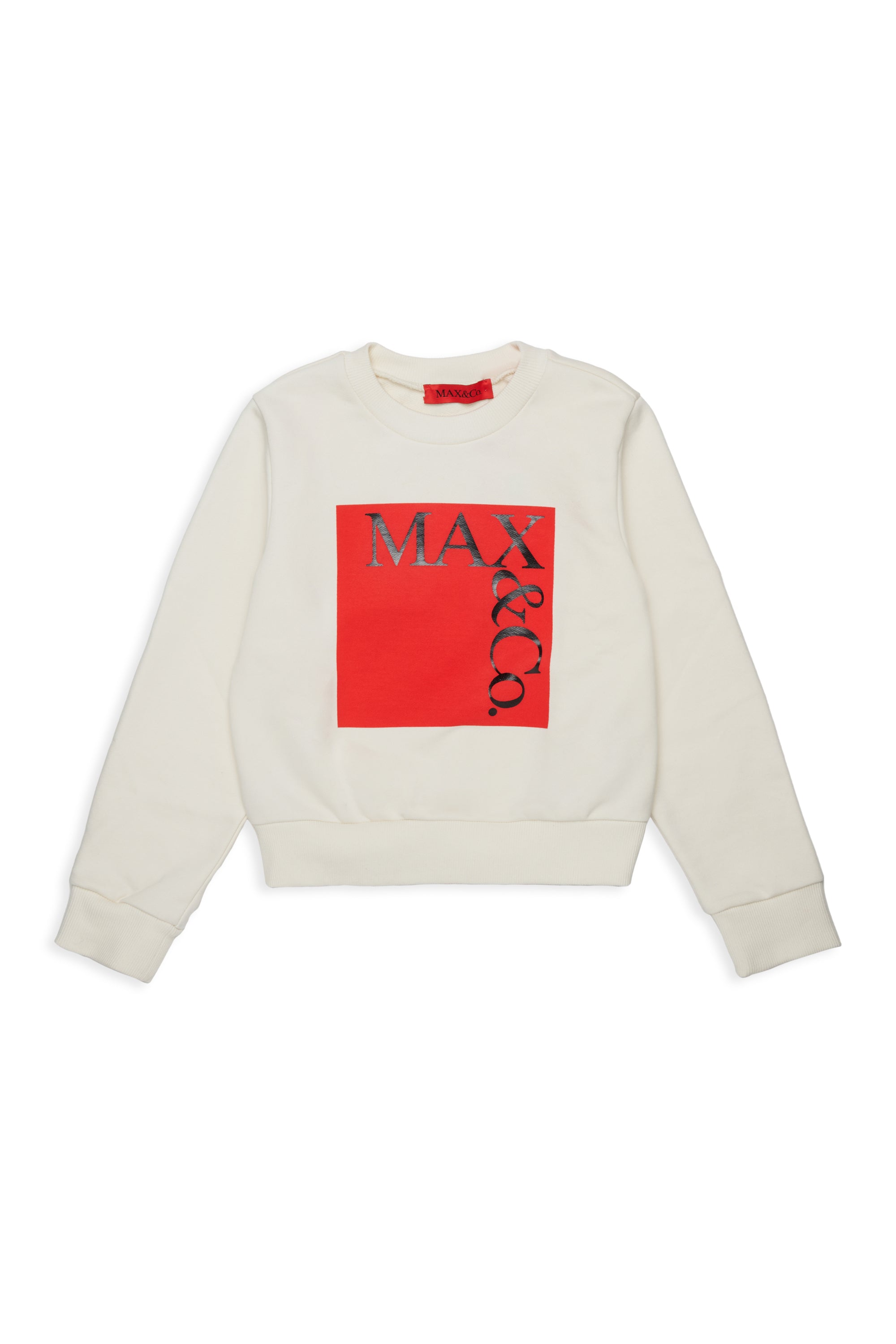 Max&amp;Co. White Graphic Square Logo Sweatshirt