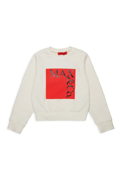 Max&amp;Co. White Graphic Square Logo Sweatshirt