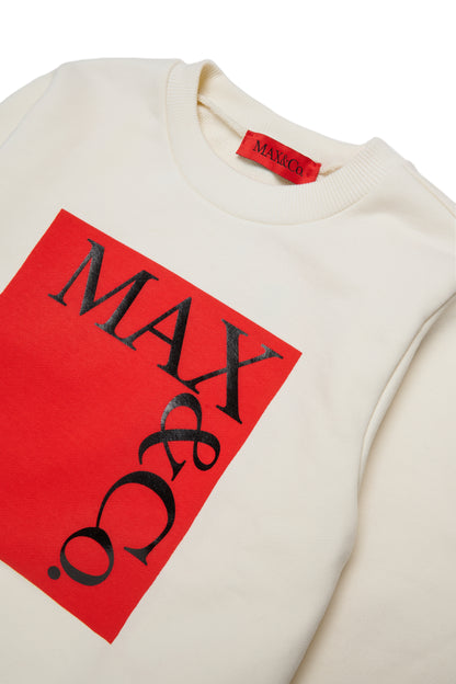 Max&amp;Co. White Graphic Square Logo Sweatshirt