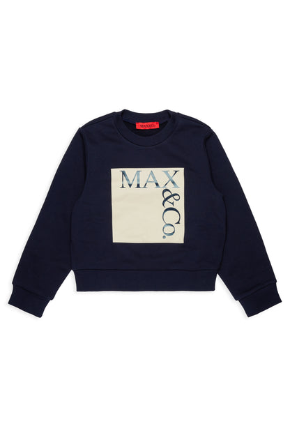 MAX&amp;Co. Navy White Girls Sweatshirt with Square Logo
