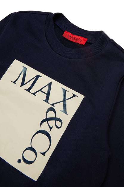 Max&amp;Co. Navy Graphic Square Logo Sweatshirt