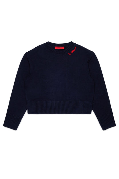 Max&amp;Co. Navy Logo Knit Sweater