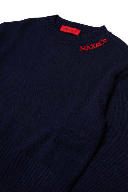 Max&amp;Co. Navy Logo Knit Sweater