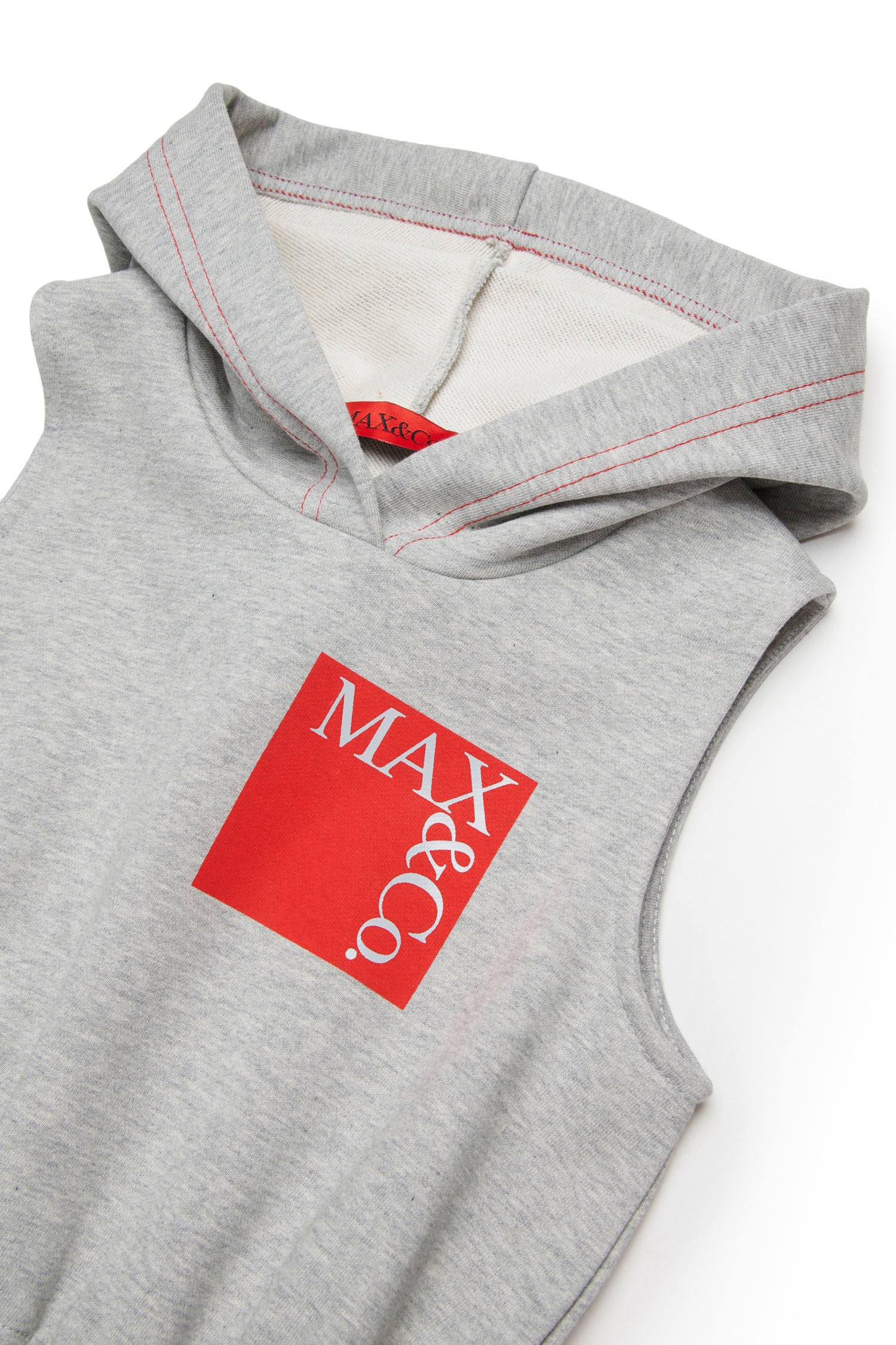 MAX&amp;Co.Grey Sleveless Hooded Sweater Dress with Logo