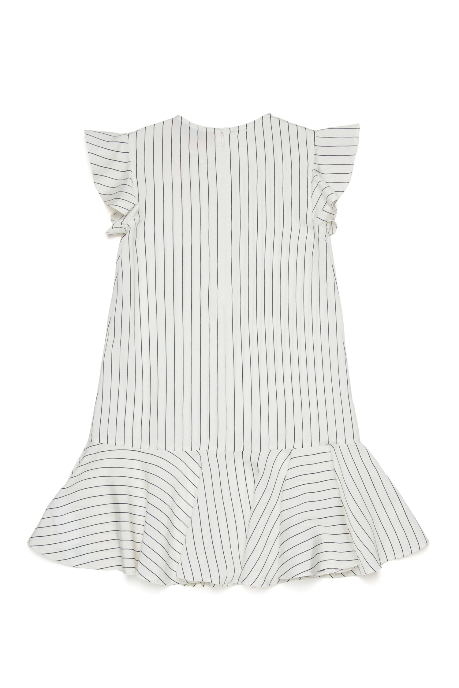 MAX&amp;Co. White Flutter Sleeve Striped Woven Dress