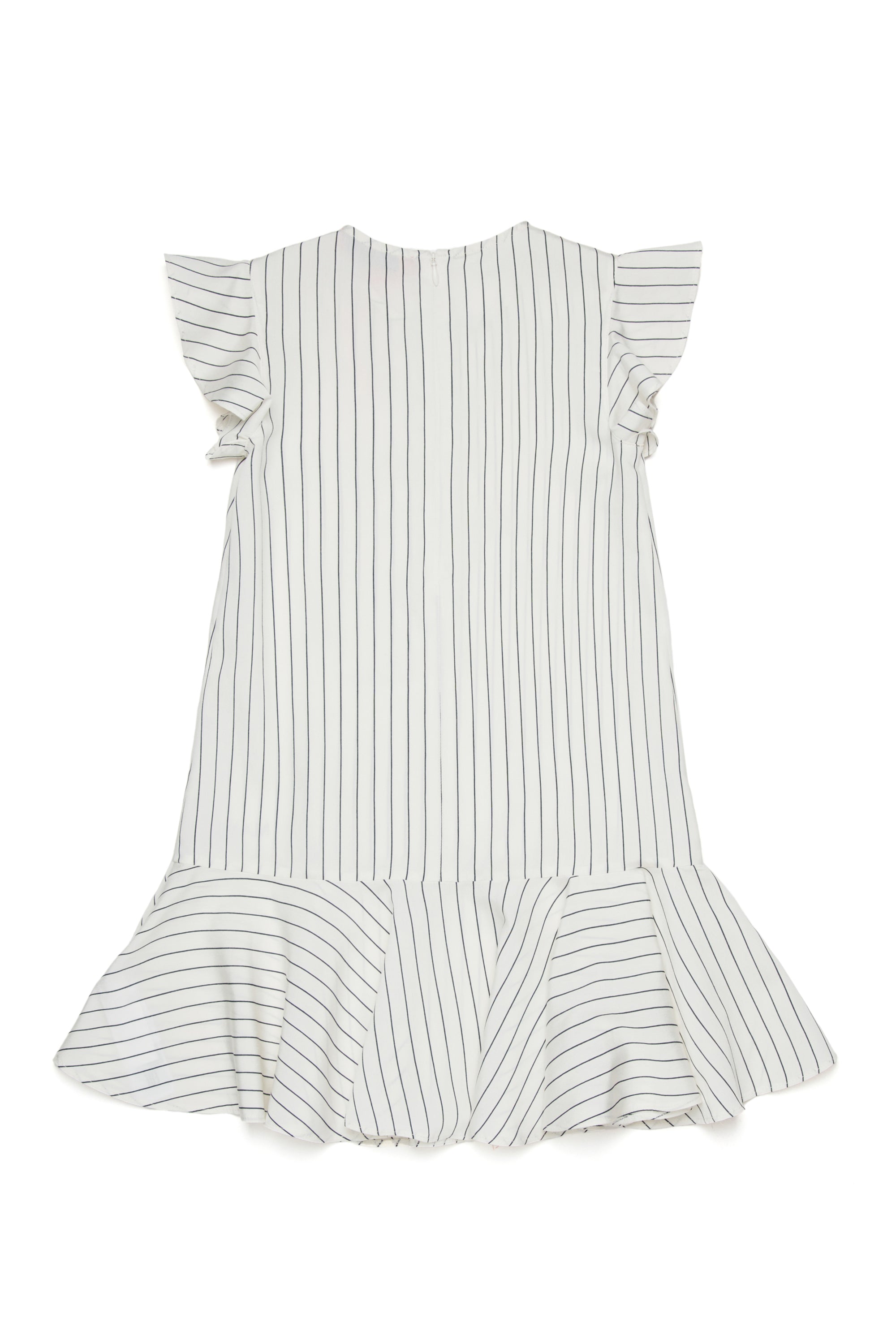 MAX&amp;Co. White Flutter Sleeve Striped Woven Dress