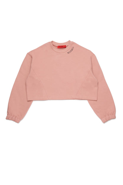 MAX&amp;Co. Pink Boxy Sweatshirt with Logo Around the Neck