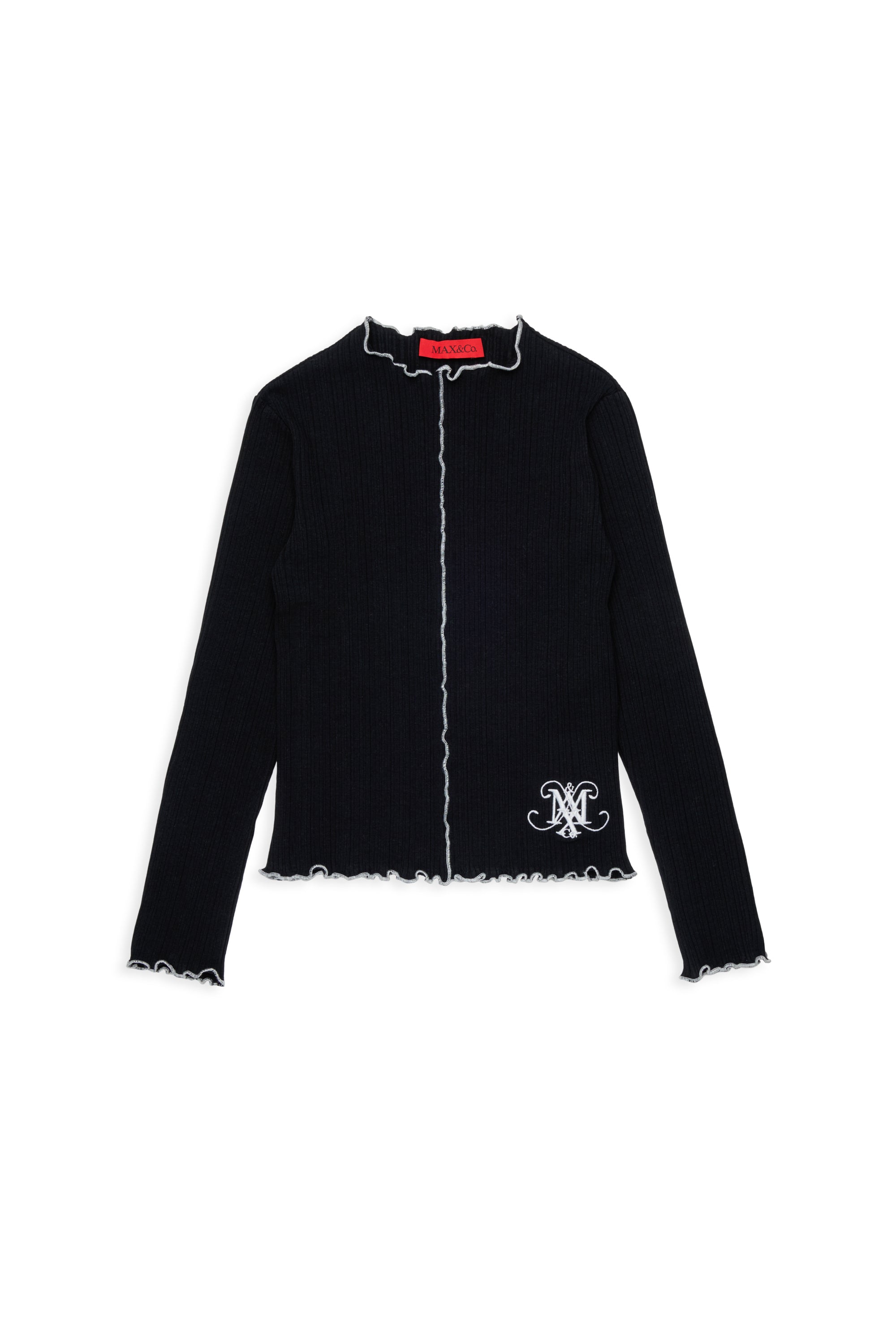 Max&amp;Co. Black Long Sleeve Cotton Ribbed T-Shirt