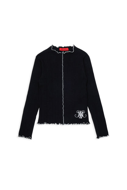 Max&amp;Co. Black Long Sleeve Cotton Ribbed T-Shirt