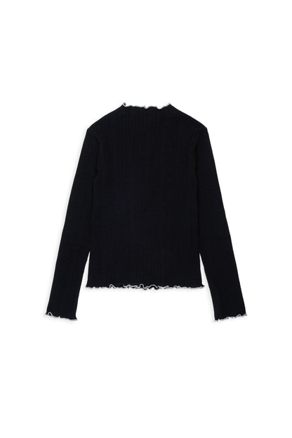 Max&amp;Co. Black Long Sleeve Cotton Ribbed T-Shirt