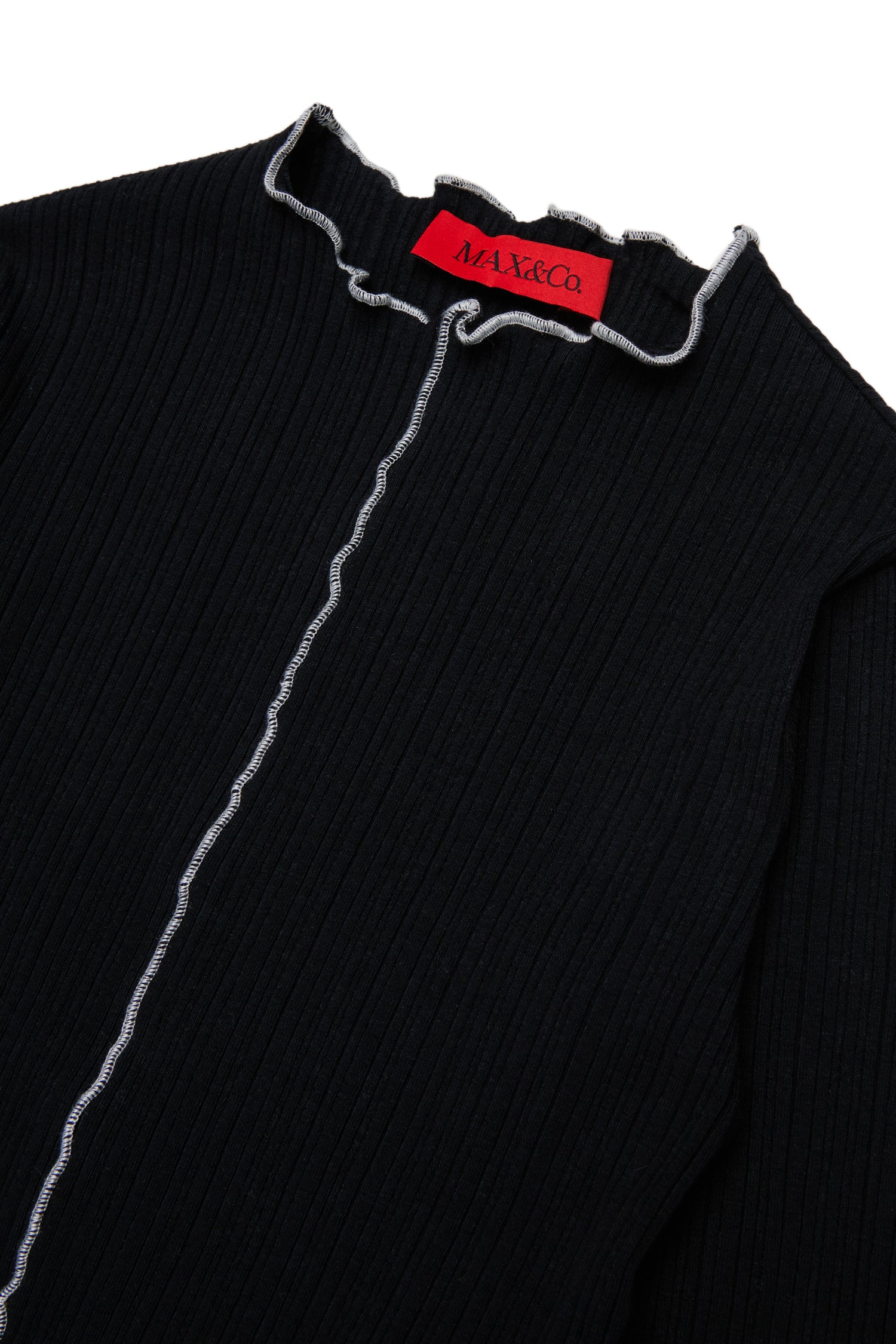 Max&amp;Co. Black Long Sleeve Cotton Ribbed T-Shirt