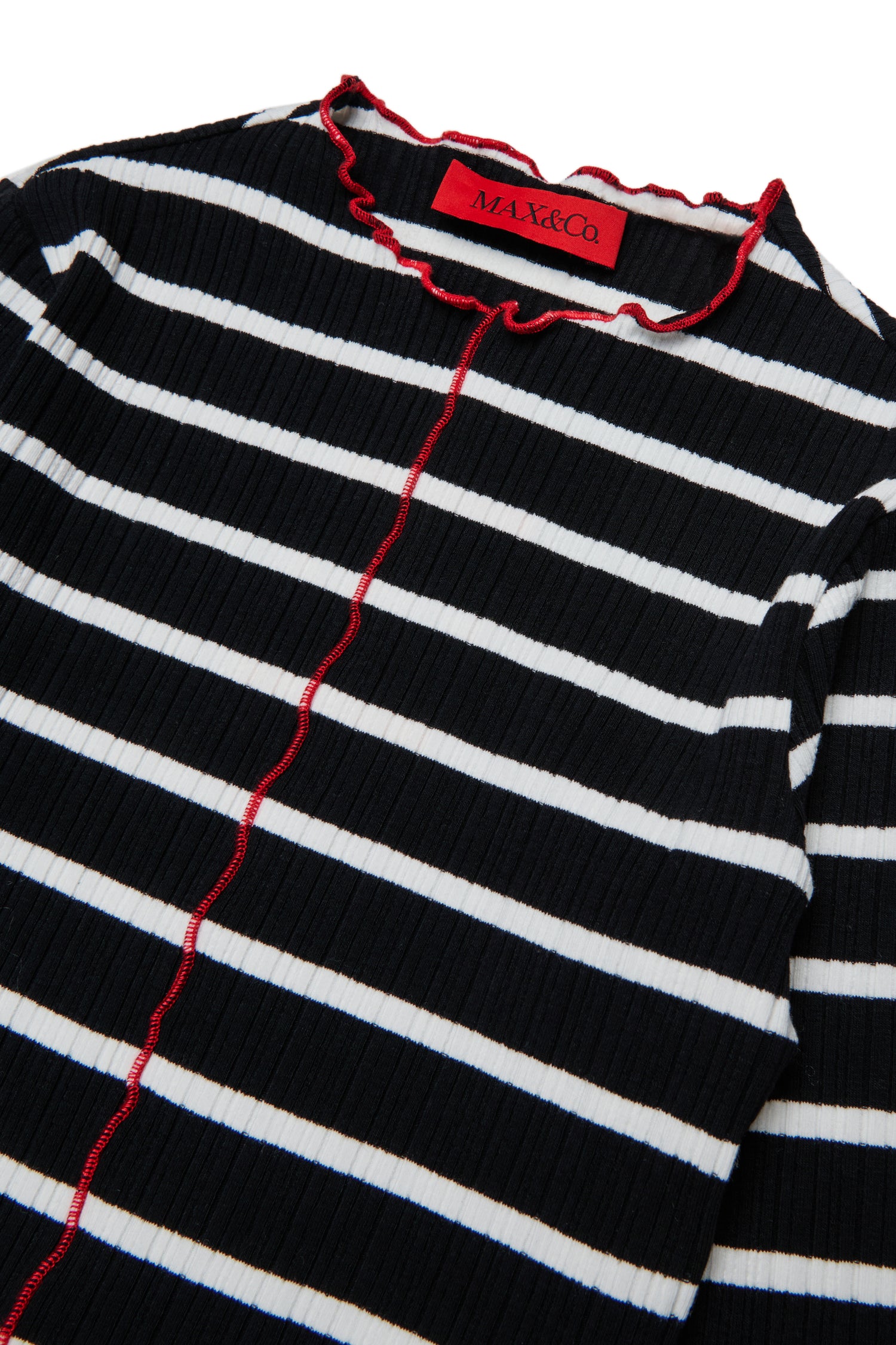 Max&amp;Co. Striped Long Sleeve Cotton Ribbed T-Shirt