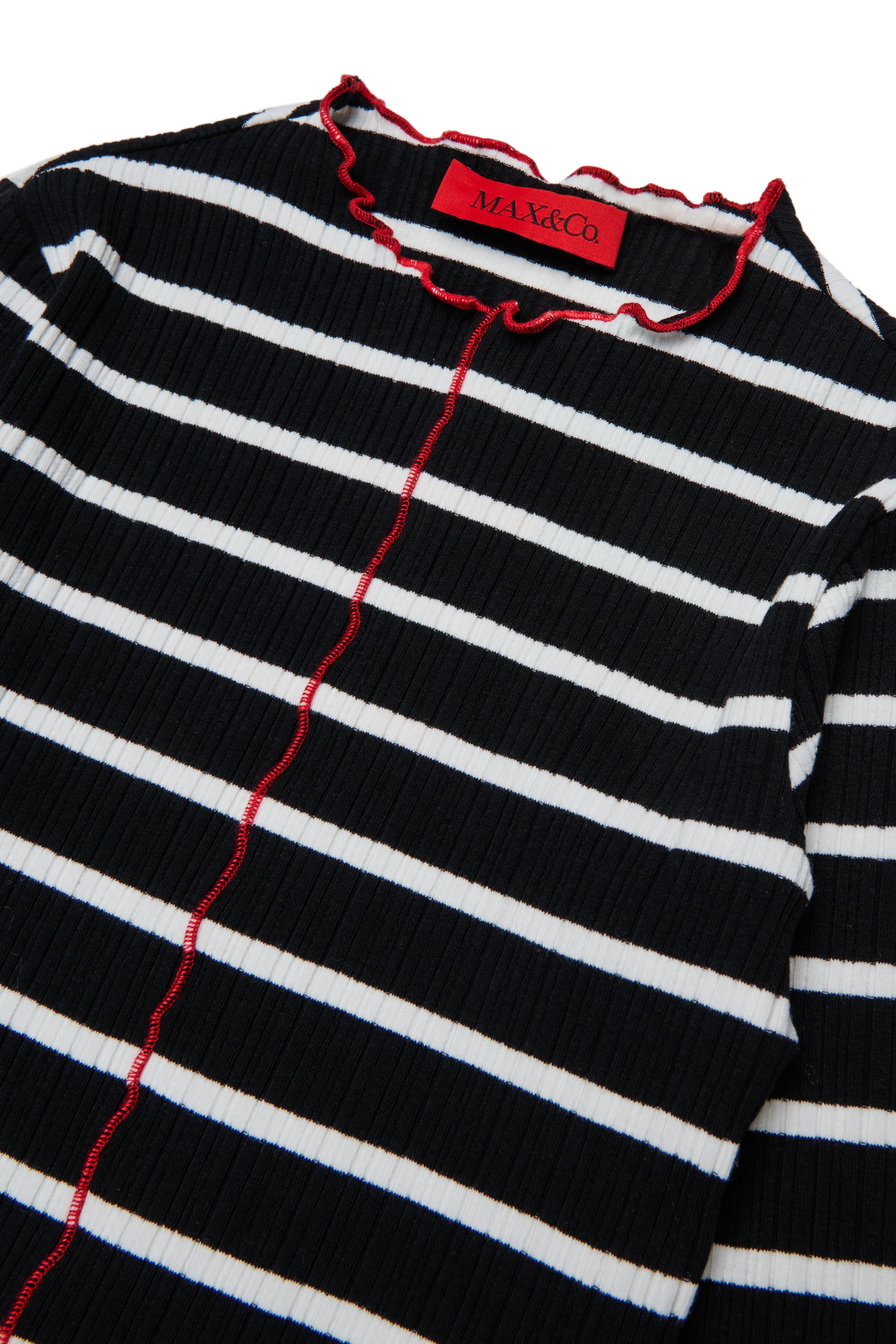 Max&amp;Co. Striped Long Sleeve Cotton Ribbed T-Shirt