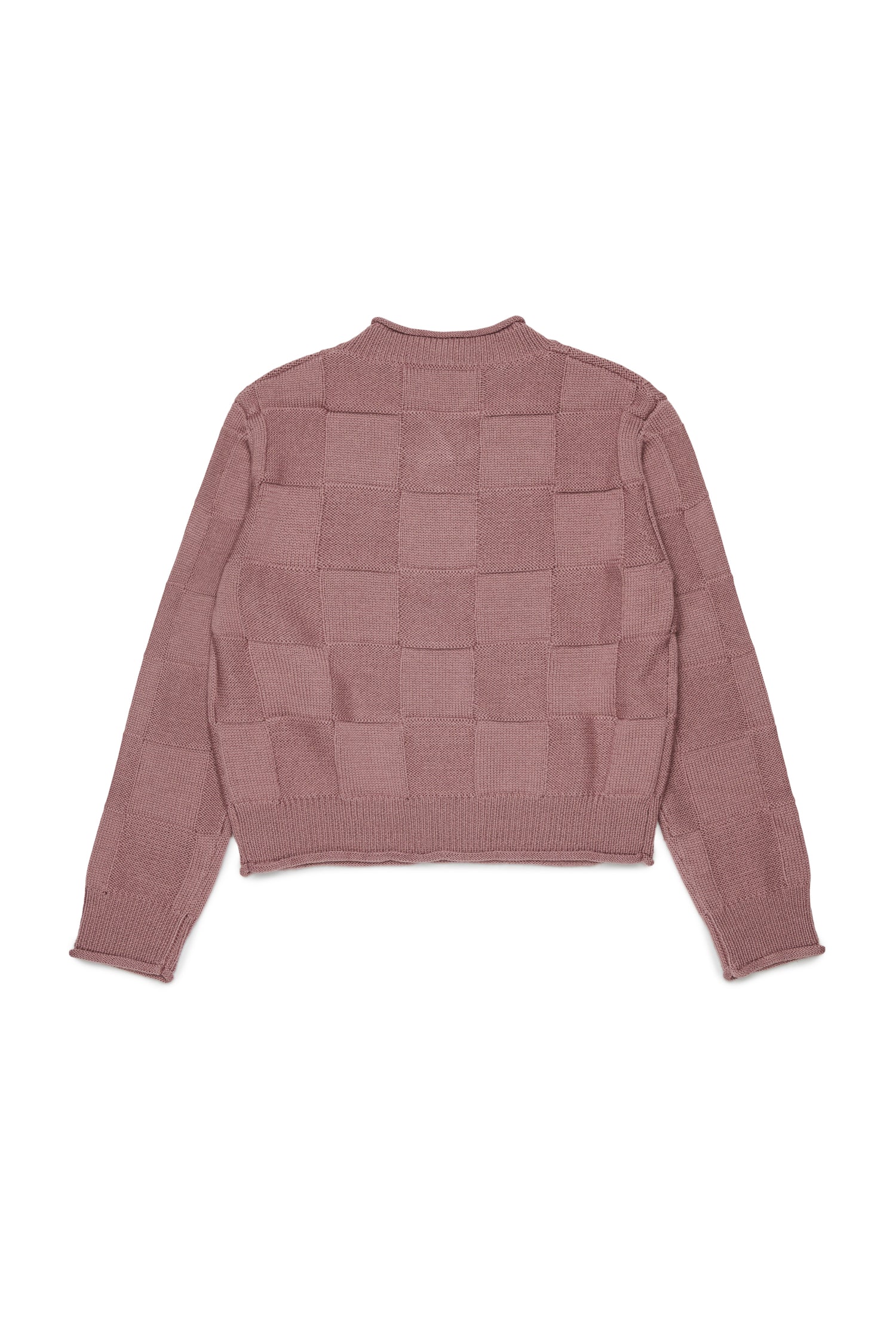 Max&amp;Co. Mauve Checkered Pattern Knit Sweater