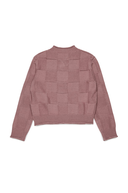 Max&amp;Co. Mauve Checkered Pattern Knit Sweater