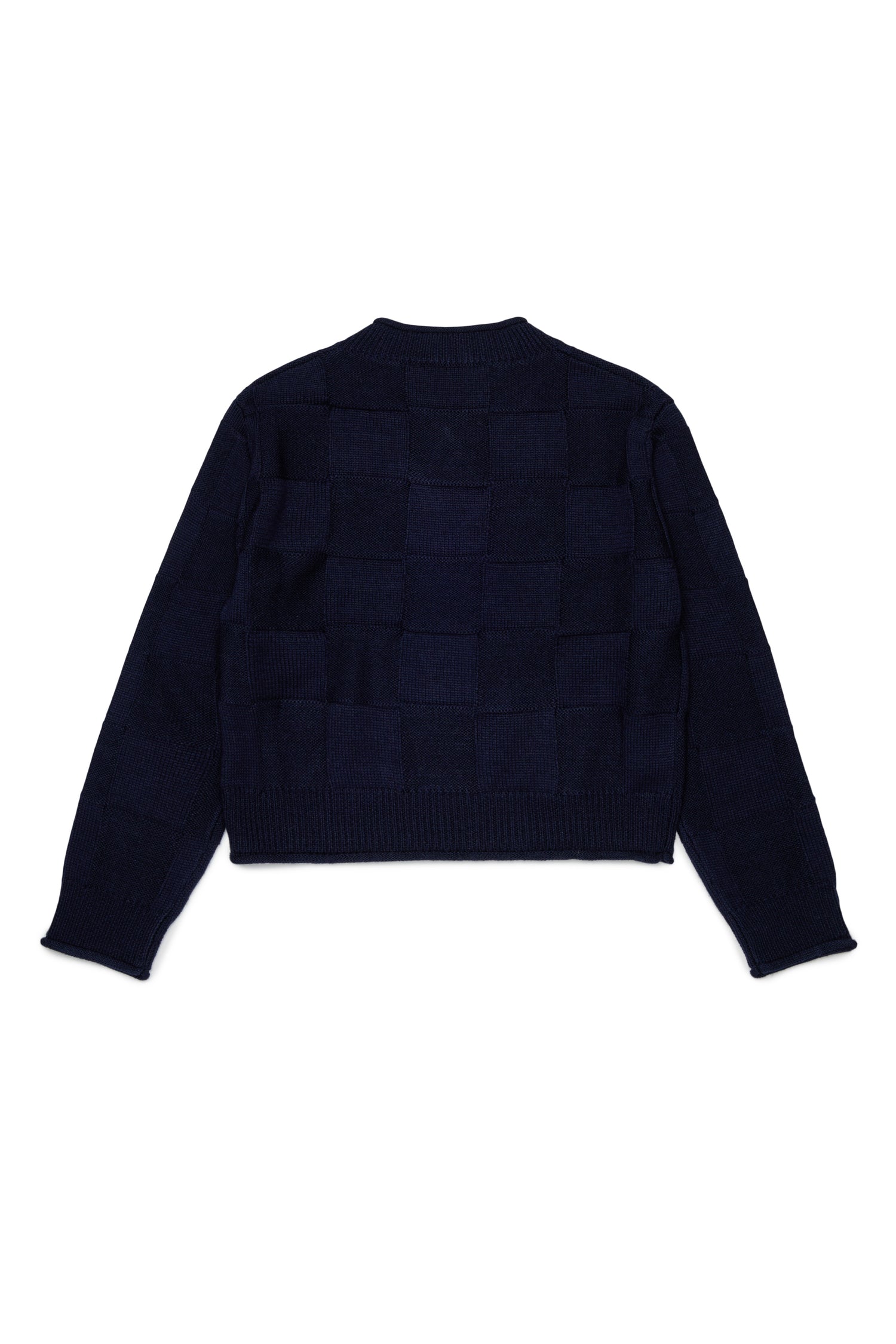 Max&amp;Co. Navy Checkered Pattern Knit Sweater