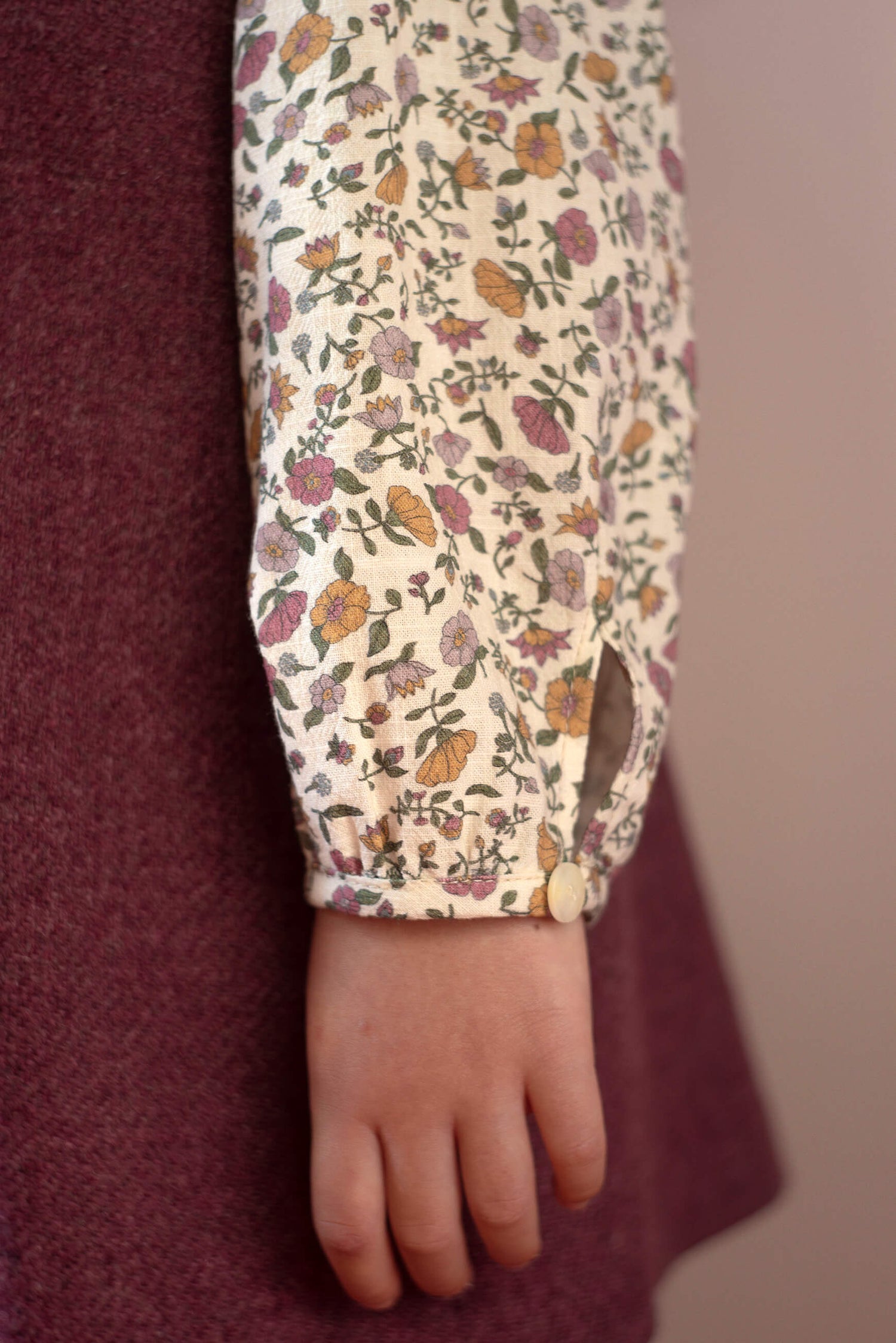 Popelin Baby Mauve Floral Raglan Sleeve Blouse