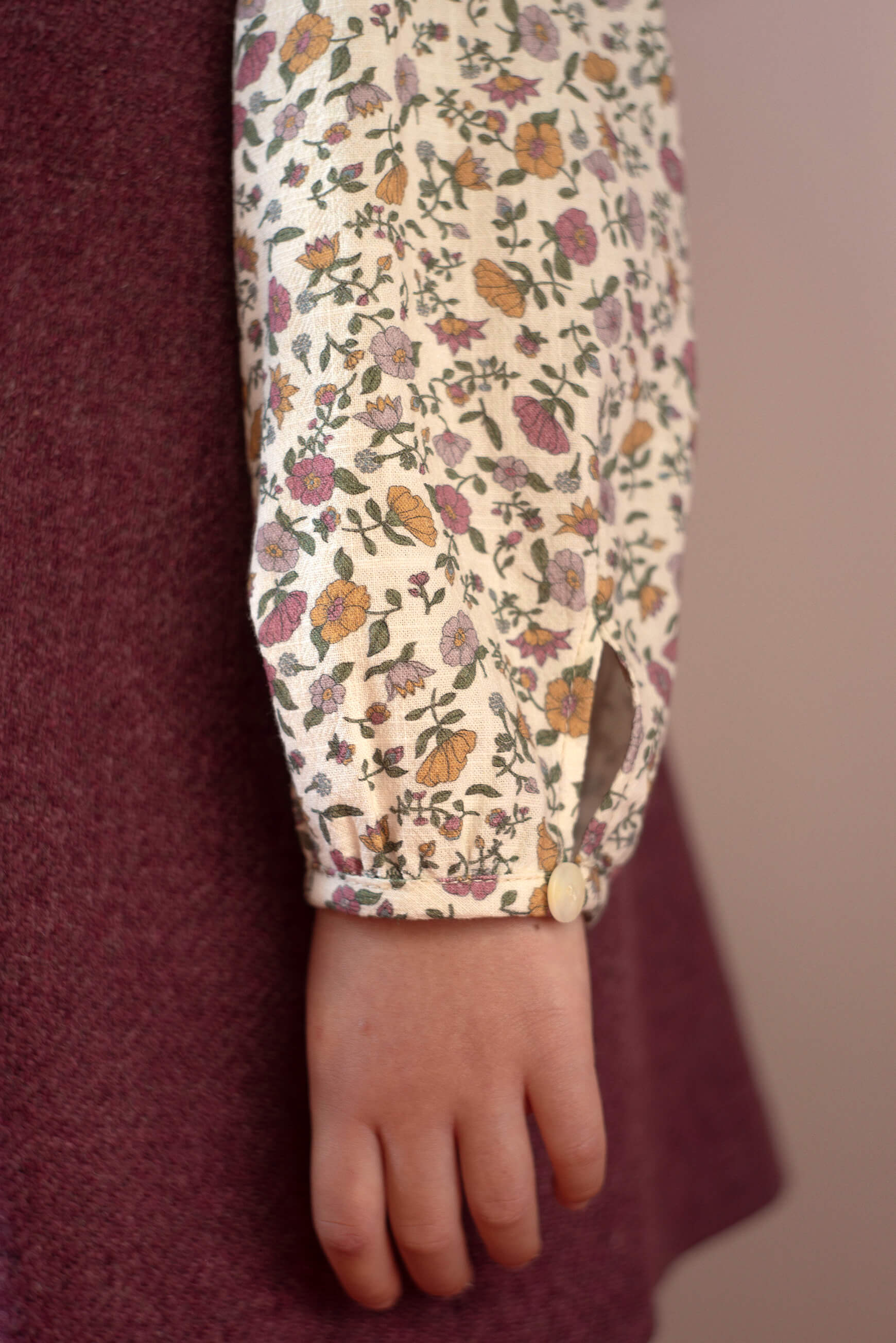 Popelin Baby Mauve Floral Raglan Sleeve Blouse