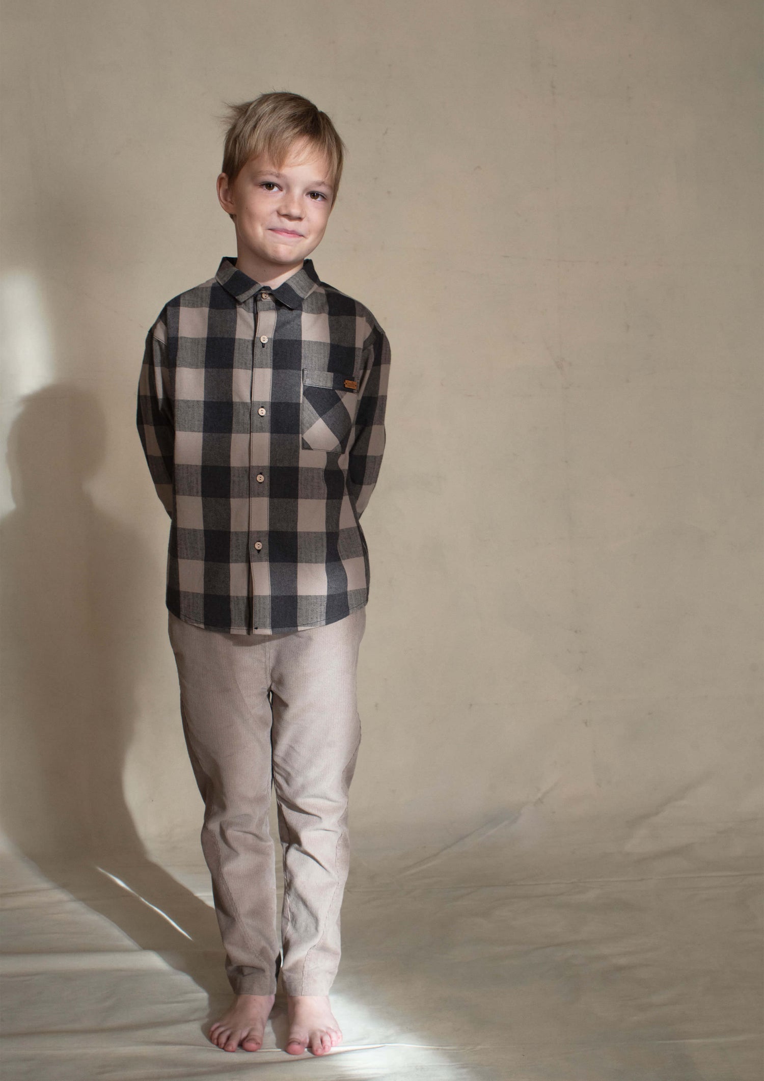 Popelin Taupe Checked Shirt