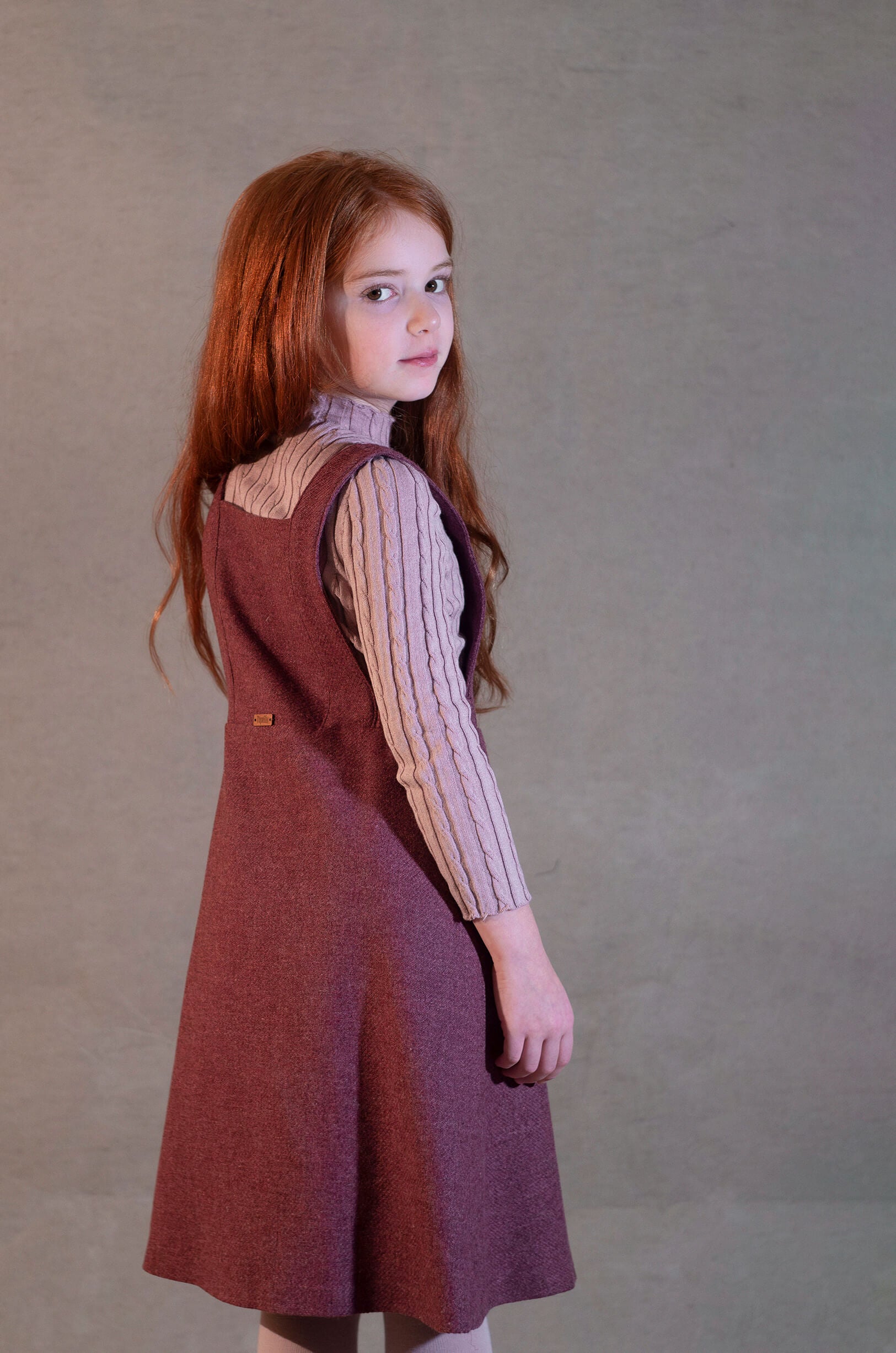Popelin Mauve Perkins Neck Knitted Sweater