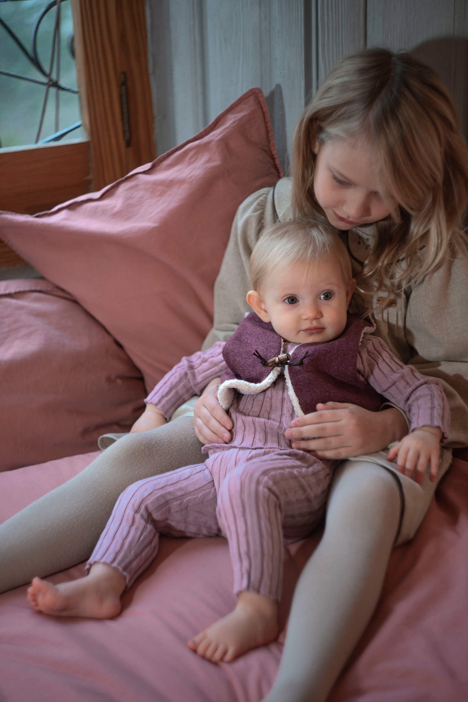 Popelin Mauve Perkins Neck Knitted Sweater