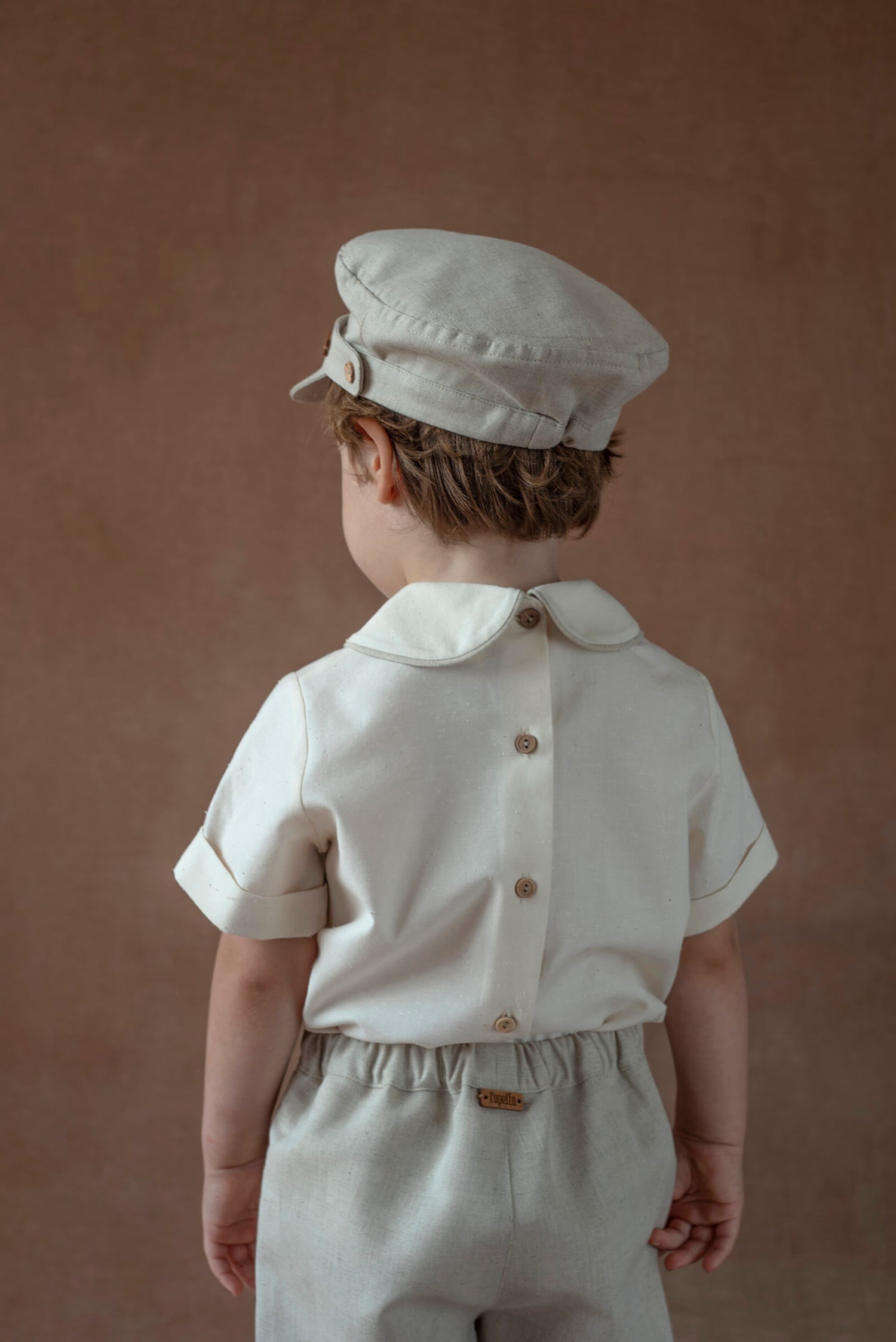 Popelin Off-White Shirt with Central Panel
