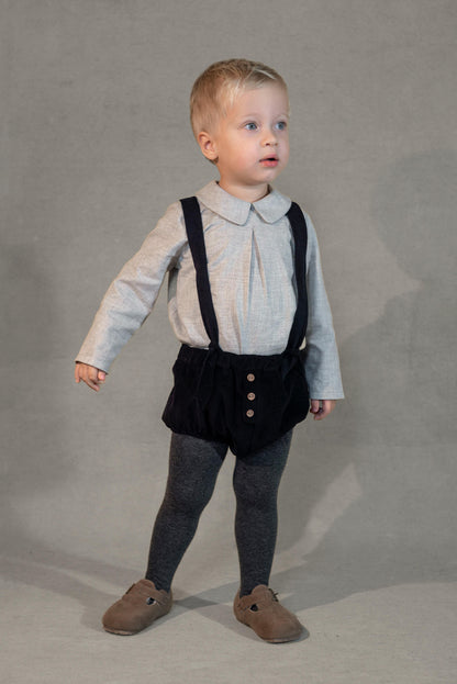 Popelin Light Grey Top With Pleat