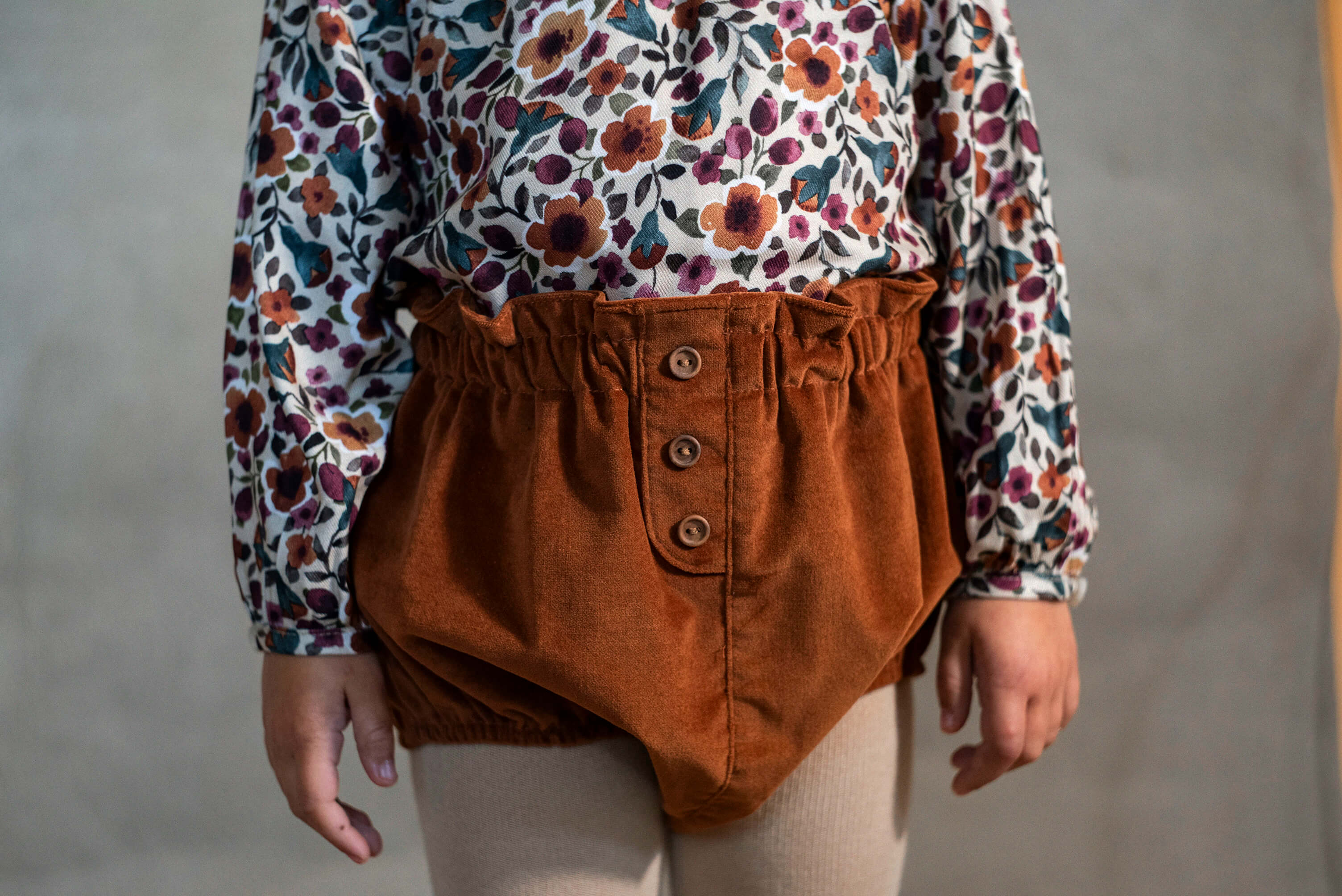 Popelin Baby Terracotta Velvet High-Waist Culotte
