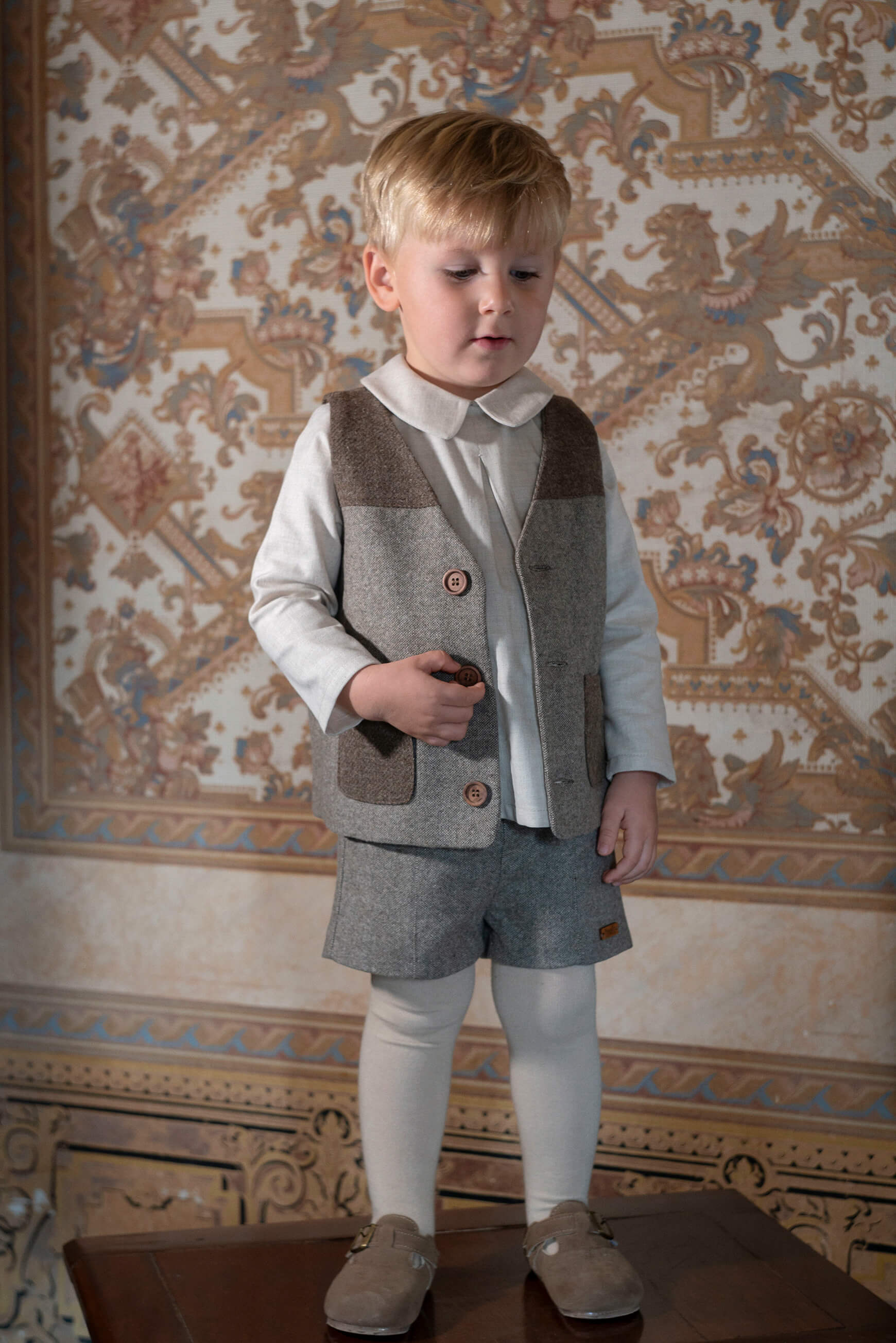 Popelin Brown Fleck Panelled Shorts