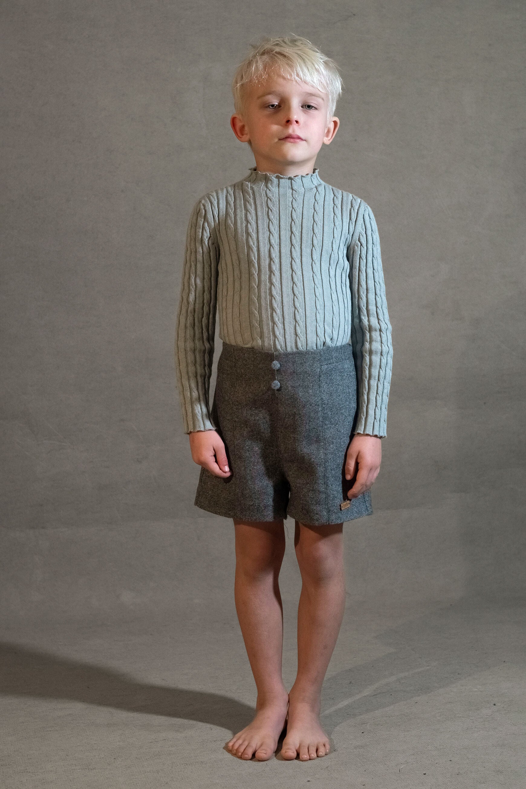 Popelin Grey Fleck Panelled Shorts