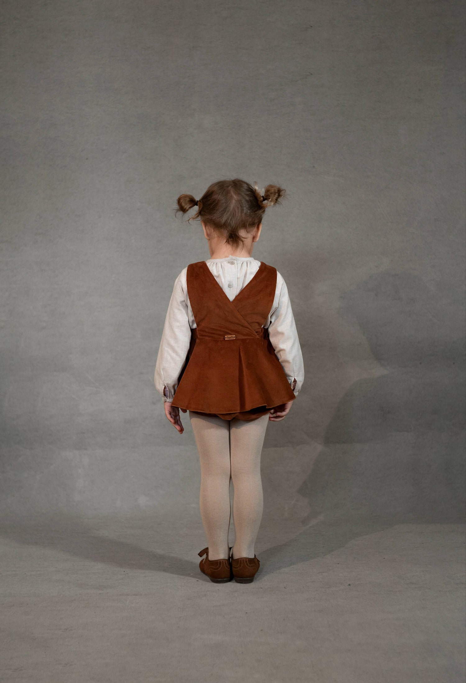 Popelin Baby Terracotta Velvet Romper Suit With Straps