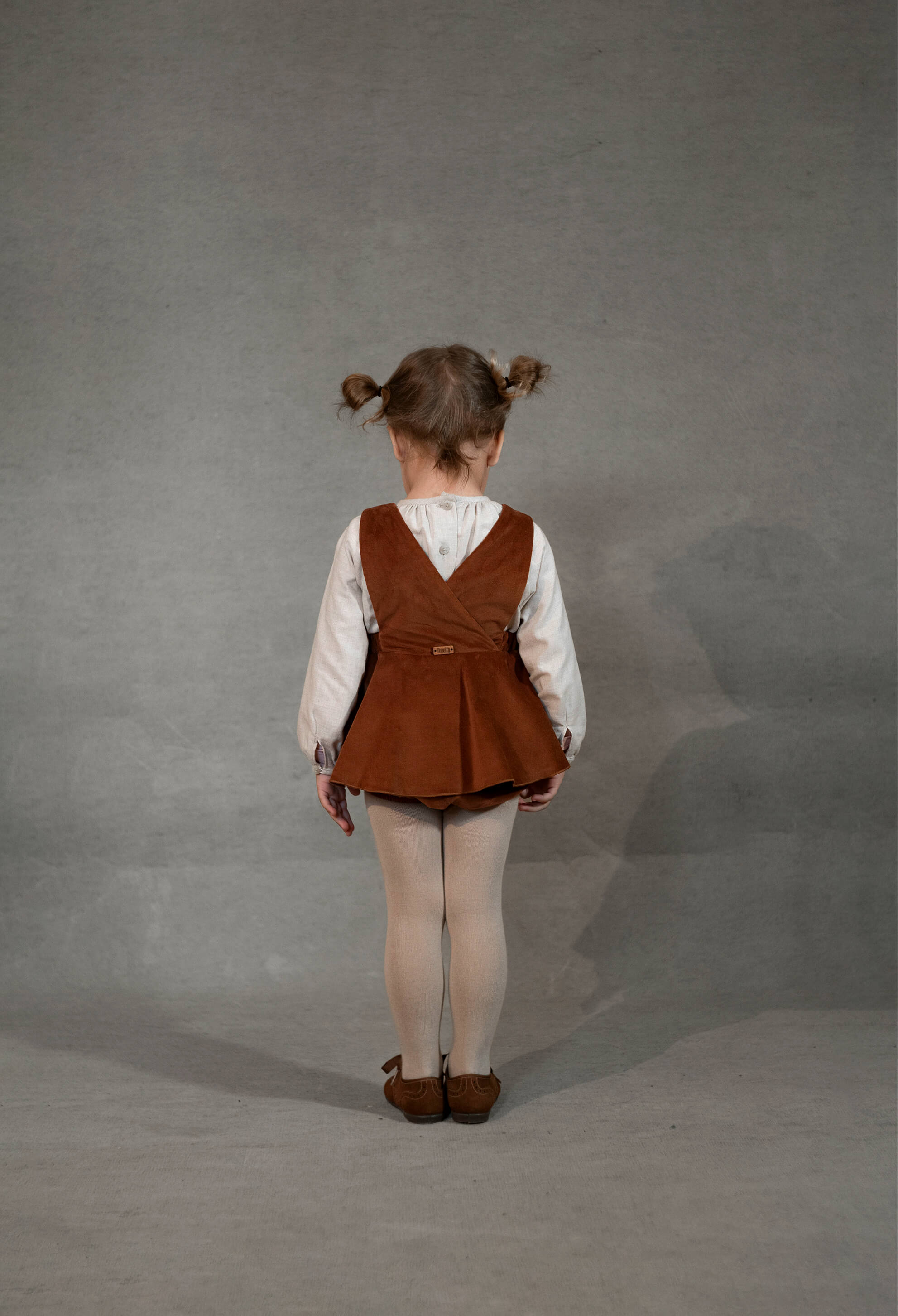 Popelin Baby Terracotta Velvet Romper Suit With Straps