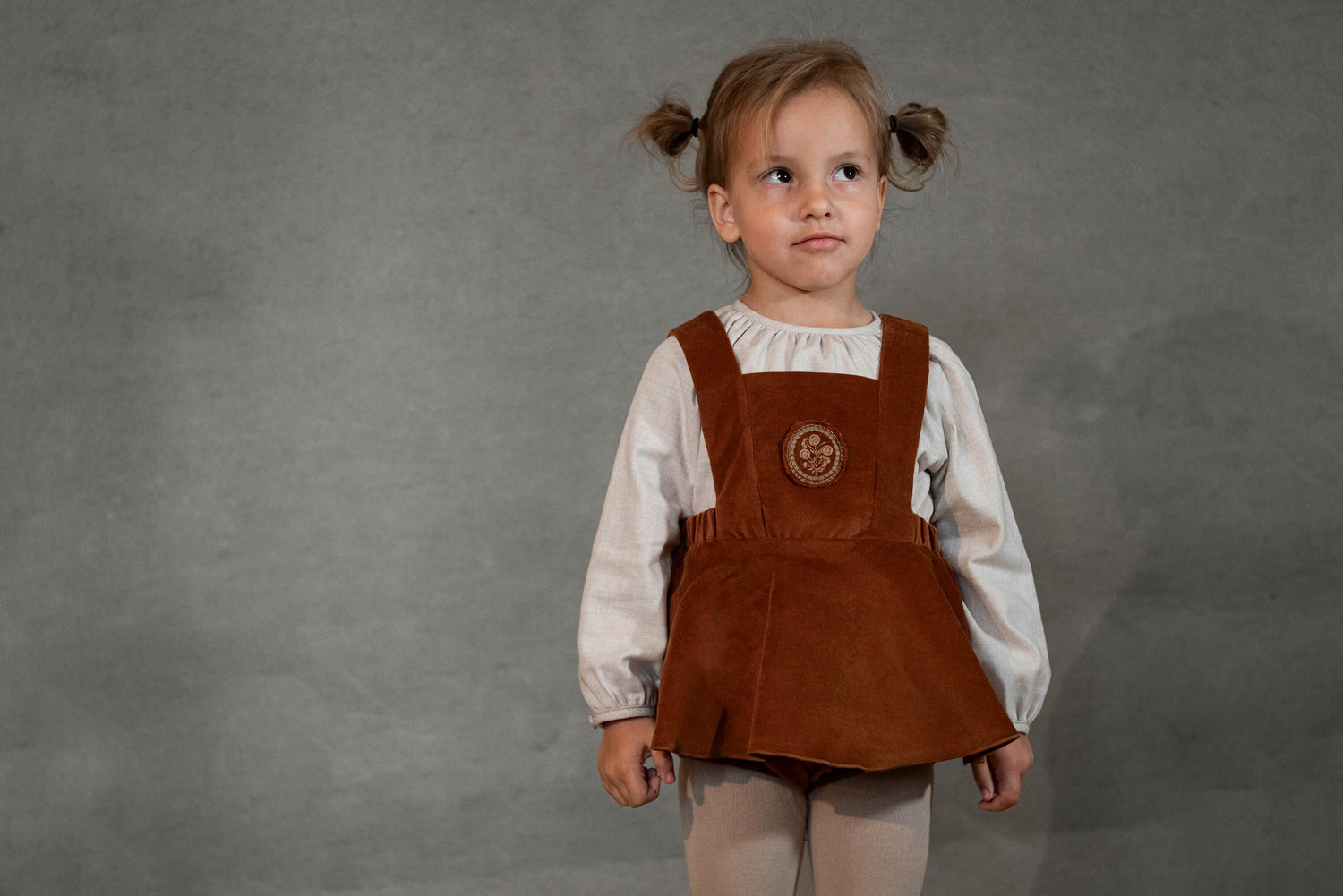 Popelin Baby Terracotta Velvet Romper Suit With Straps