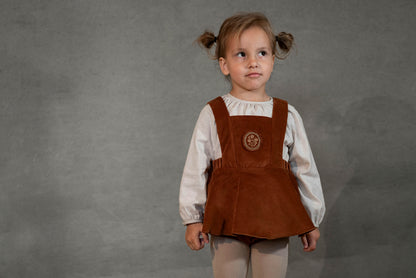 Popelin Baby Terracotta Velvet Romper Suit With Straps