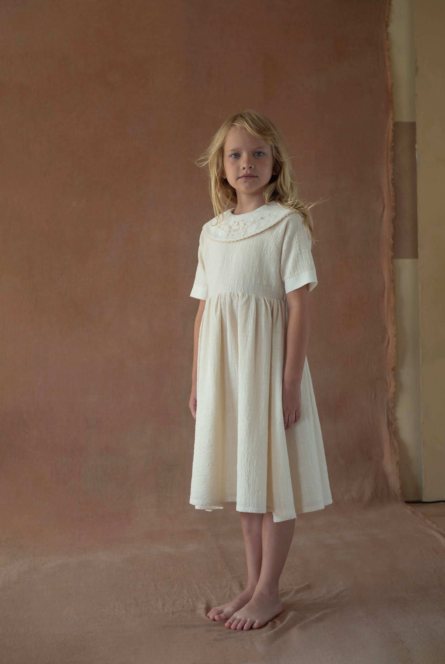 sachin and babi light blue dress Popelin Off-White Short Dress with Embroidered Bib Collar – Once Child and  Teen