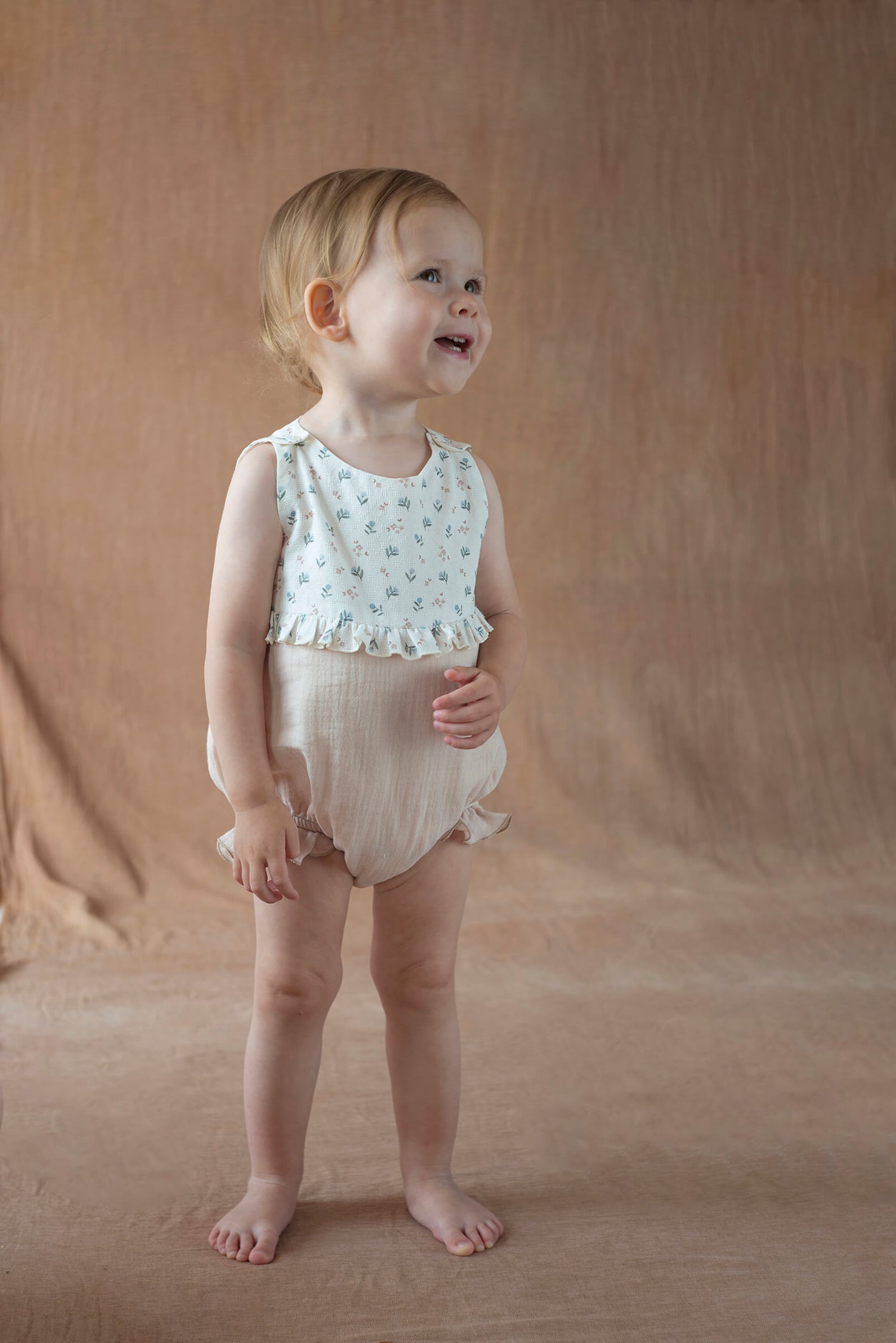 Popelin Floral Contrasting Baby Romper Suit