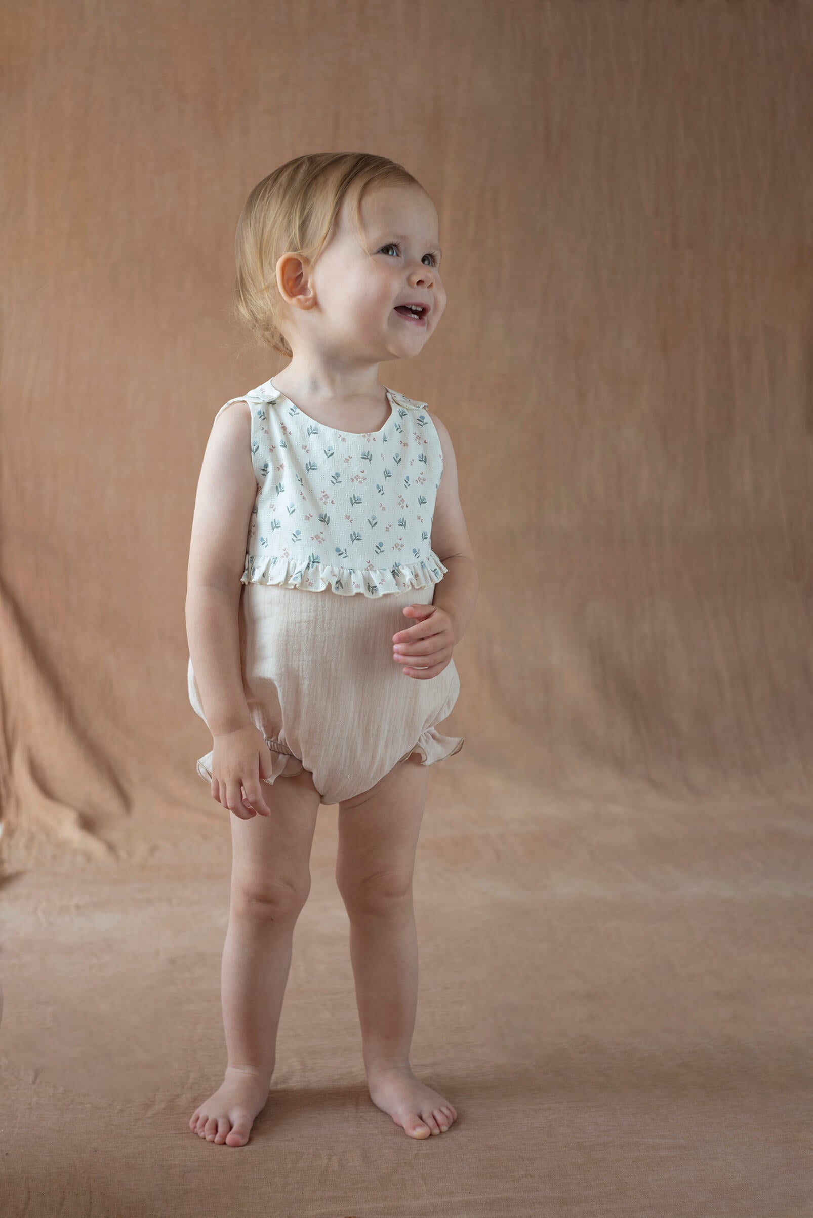 Popelin Floral Contrasting Baby Romper Suit