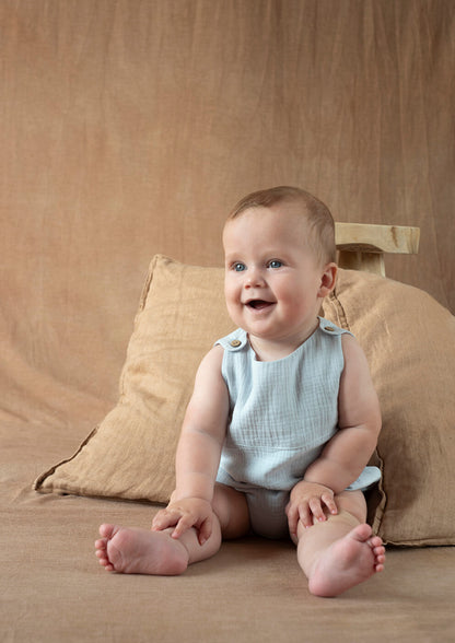 Popelin Blue Baby Romper Suit